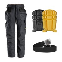 Snickers 6224 Canvas+ Work Trousers Kit inc 9110 Kneepads & PTD Belt