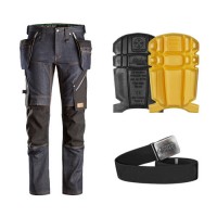 Snickers 6955 Denim Trousers Kit inc 9110 Kneepads & PTD Belt