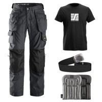 Snickers 3223 New Floor Layers Workwear Trousers x 1 Plus 9118 Knee Pads, Belt, T-Shirt
