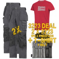 Snickers 3223 New Floor Layers Workwear Trousers x 2 Plus 9118 Knee Pads SnickersDirect Tshirt