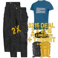Snickers 2 x 3215 Trousers Plus SD T-Shirt & Knee Pads, PTD Belt